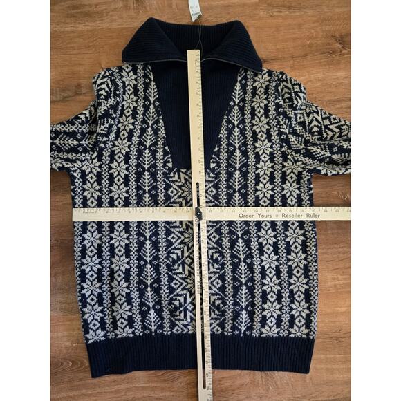 J.crew sweater Fair Isle lambswool half-zip sweater NWT NEW deep navy beachwood - Picture 5 of 5